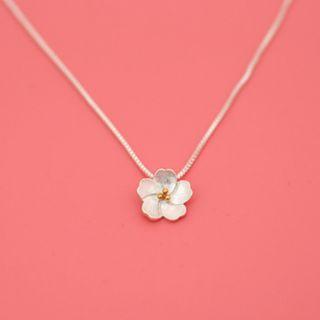 925 Sterling Silver Flower Pendant Necklace Necklace - Sakura - One Size