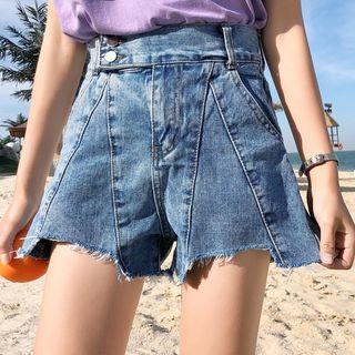 Irregular Wide Leg Denim Shorts