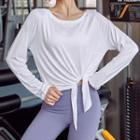 Long-sleeve Tie-front Sports T-shirt