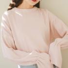 Plain Lantern-sleeve Knit Top