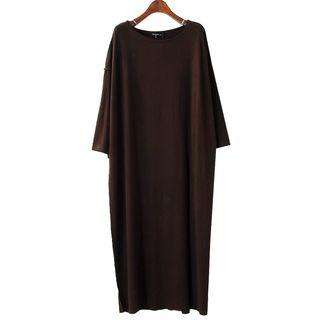 3/4-sleeve Slit T-shirt Dress