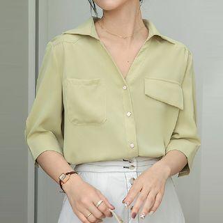 3/4-sleeve Collar Blouse