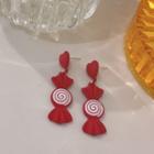 Bow Alloy Dangle Earring 1 Pair - Earrings - S925 Silver - Red & White - One Size