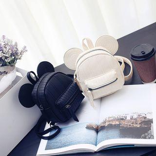 Faux Leather Ear-detailed Backpack