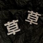 Rhinestone Chinese Characters Earring 1 Pair - As Shown In Figure - One Size