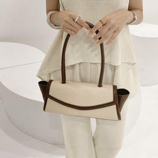 Contrast-panel Flap Shoulder Bag