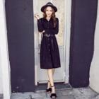 Long-sleeve Corduroy Midi Shirt Dress