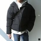 Funnel-neck Oversized Padded Jacket Black - One Size