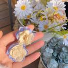 Flower Fabric Earring 1 Pair - Almond & Blue - One Size