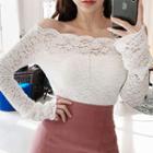 Off-shoulder Slim-fit Lace Top