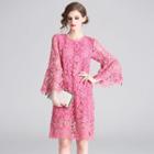 Long-sleeve Lace Shift Dress