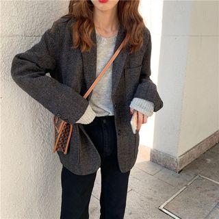 Pocket Detail Thick Blazer As Shown In Figure - One Size
