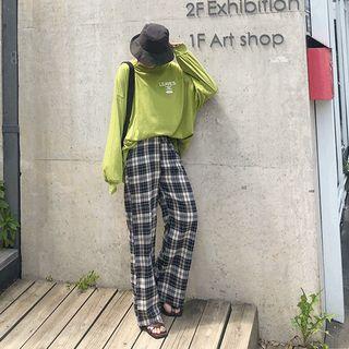 Band-wait Plaid Pants