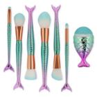 Set Of 7: Gradient Mermaid Tail Makeup Brush Set Of 7 - Green & Purple - One Size