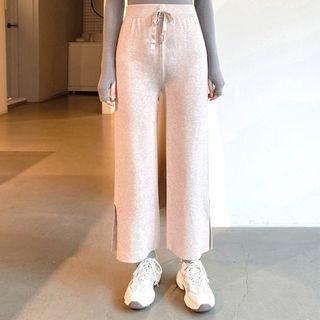 Slit-side Straight-cut Knit Pants