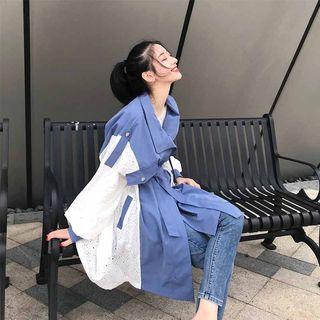 Eyelet Lace Panel Tie-waist Jacket