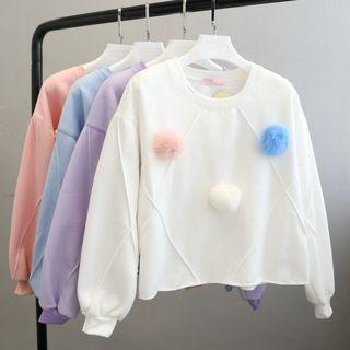 Bobble Panel Fleece-lined Sweatshirt