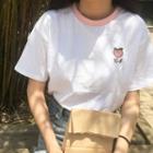 Peach Embroidered Short-sleeve T-shirt