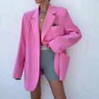 Long Sleeve Plain Loose-fit Blazer
