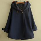 Buttoned Hooded Cape