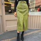Zipped Patent H-line Maxi Skirt
