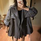 Balloon-sleeve Double-breasted Trench Jacket