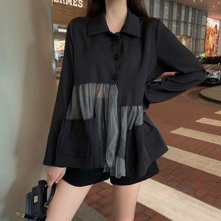 Long Sleeve Mesh Panel Blazer