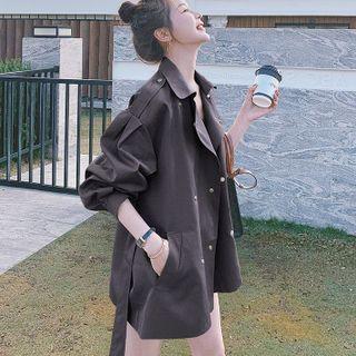 Puff Sleeve Drop Shoulder Trench Jacket