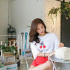 Beribboned Cherry Print T-shirt