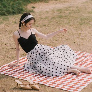 Set: Camisole Top + Dotted Midi A-line Skirt