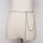 Faux-pearl Waist Belt White - One Size