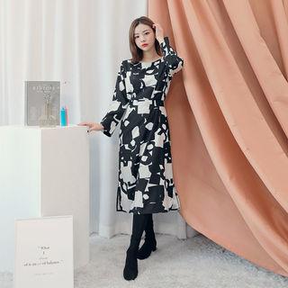 Geo Print Long Dress & Sash