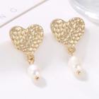 Alloy Heart Faux Pearl Dangle Earring 2573-1 - Gold - One Size