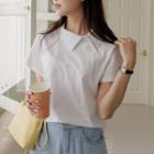 Cap-sleeve Asymmetric Collared T-shirt