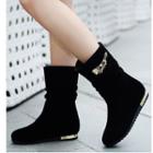 Faux Suede Dangled Hidden Wedge Mid-calf Boots