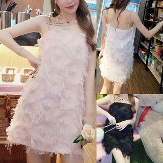 Feather Accent A-line Dress