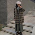 Single-breasted Plaid Coat / Wide-leg Pants