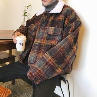 Fleece Collar Plaid Jacket