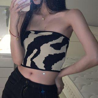 Two-tone Tube Top Black & Off-white - One Size