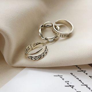 Lettering / Chain Sterling Silver Open Ring