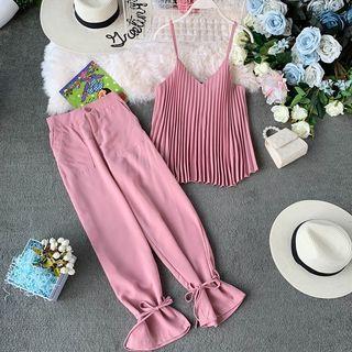Set: Pleated Camisole + High-waist Jogger Pants