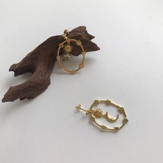 925 Sterling Silver Sun Drop Earring 1 Pair - E288 - Gold - One Size