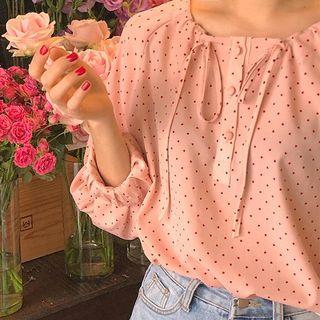 Heart Print Blouse Pink - One Size