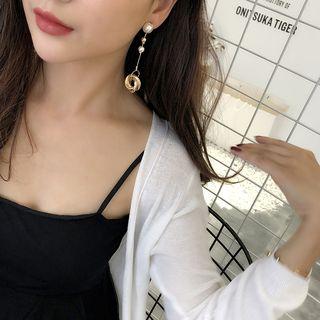 Faux Pearl Mini Hoop Dangle Earring