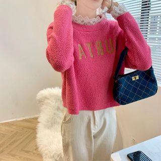 Lace Panel Lettering Sweater