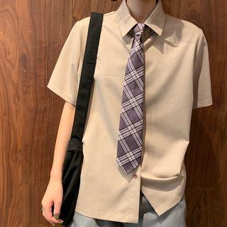 Tie-neck Shirt / Wide Leg Shorts