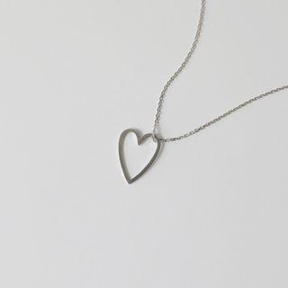 Heart-pendant Necklace Silver - One Size