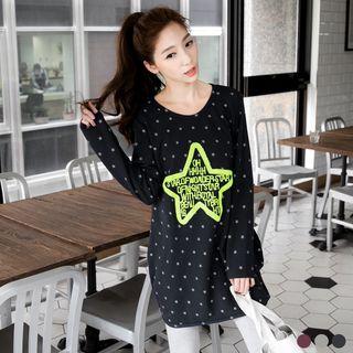 Star Print Long-line Top