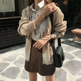 Zip-up Rib-knit Hoodie