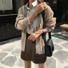 Zip-up Rib-knit Hoodie